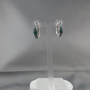 Chaps Southwestern Faux Turquoise Hoop Earrings Vintage